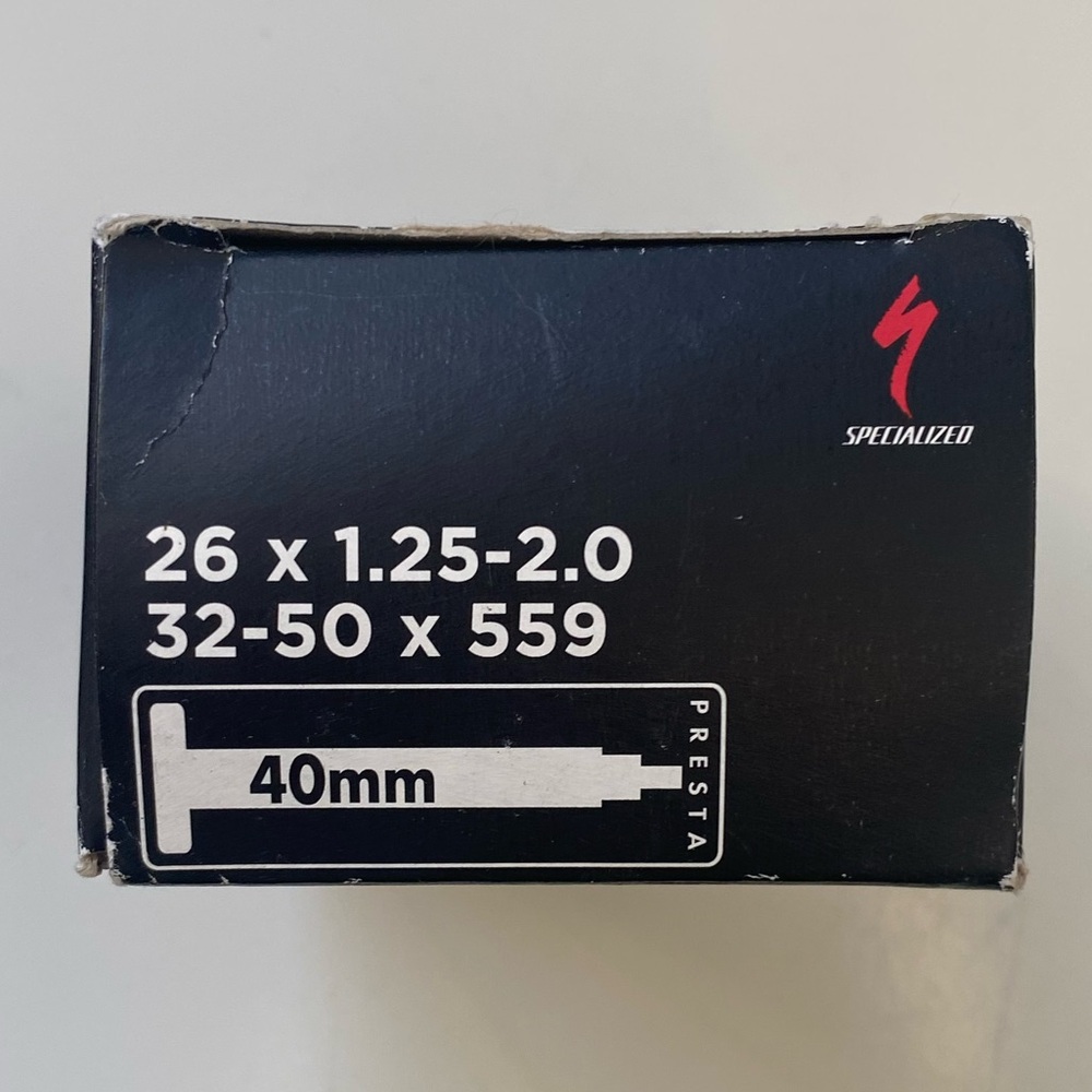 NWT Specialized Black and Red Presta Bicycle Bike Valve Tube 40MM 26 X 1.25-2.0